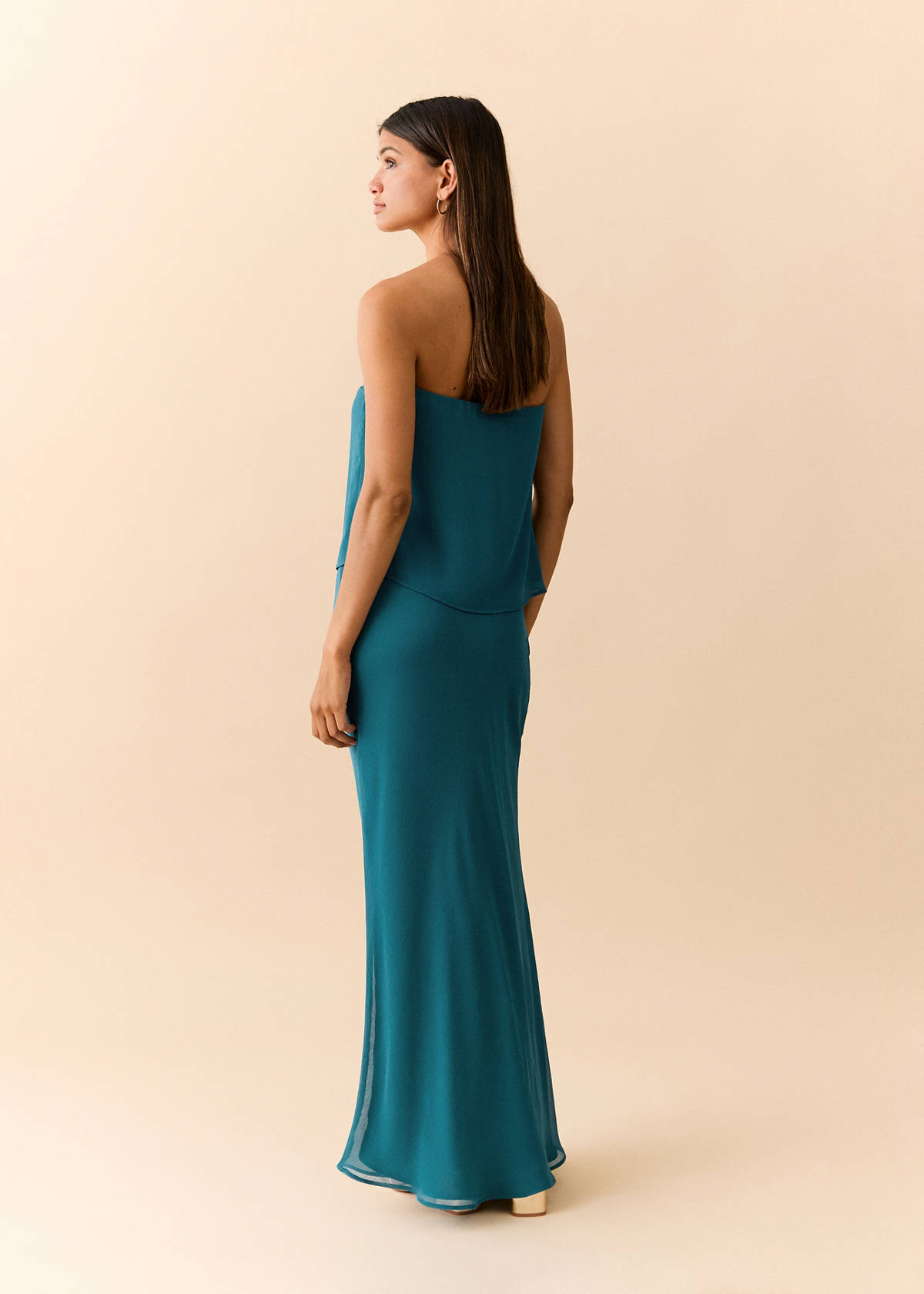 Textured long skirt — Petrol Blue