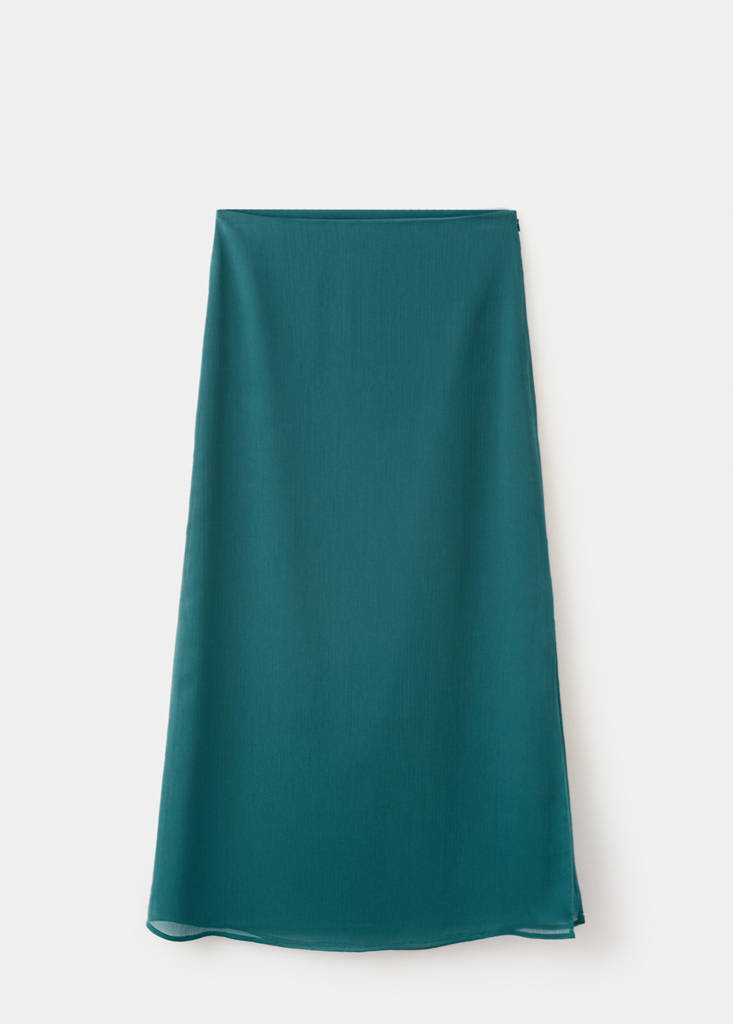 Textured long skirt — Petrol Blue