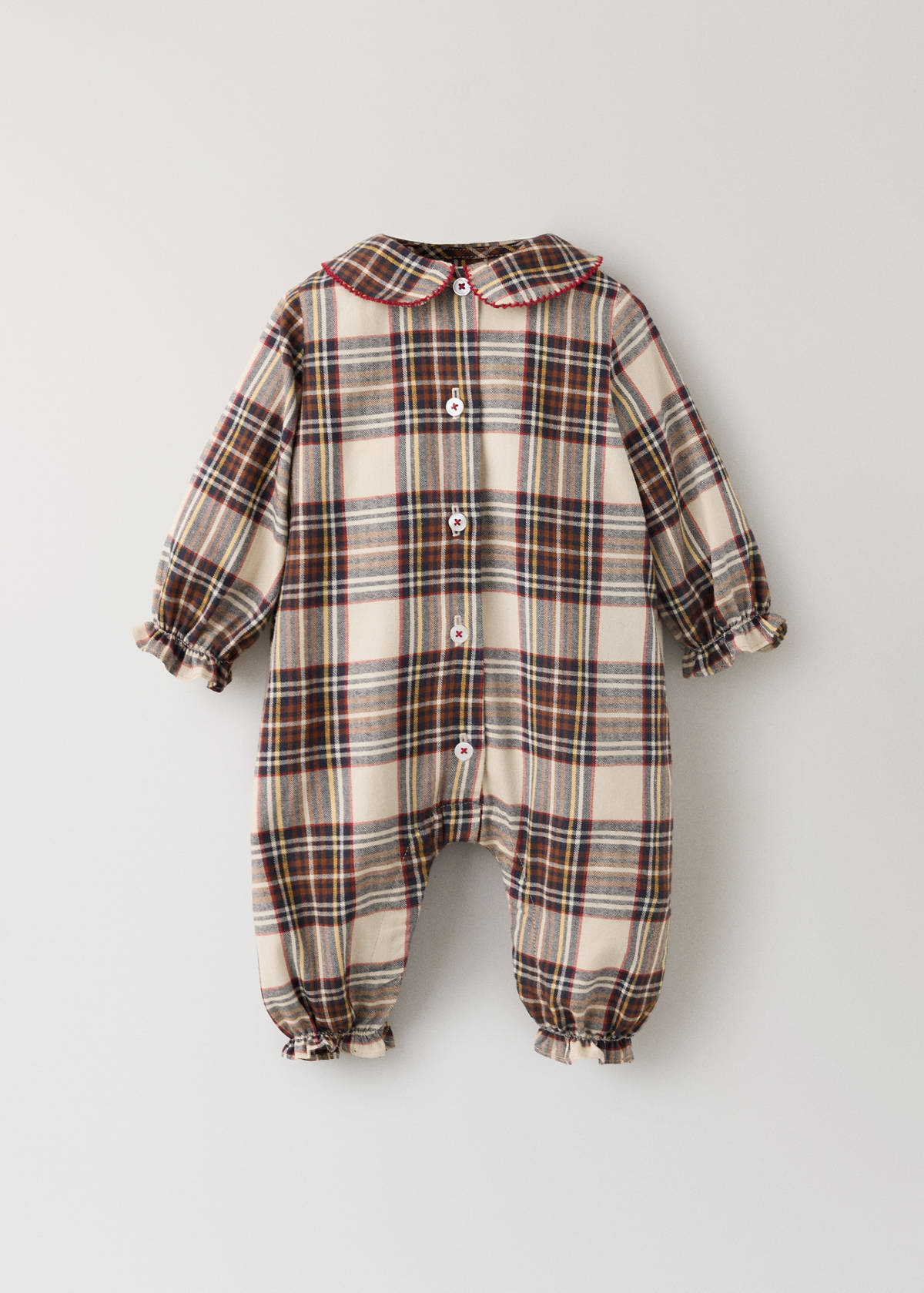 Two-piece cotton checked pyjama set — Red
