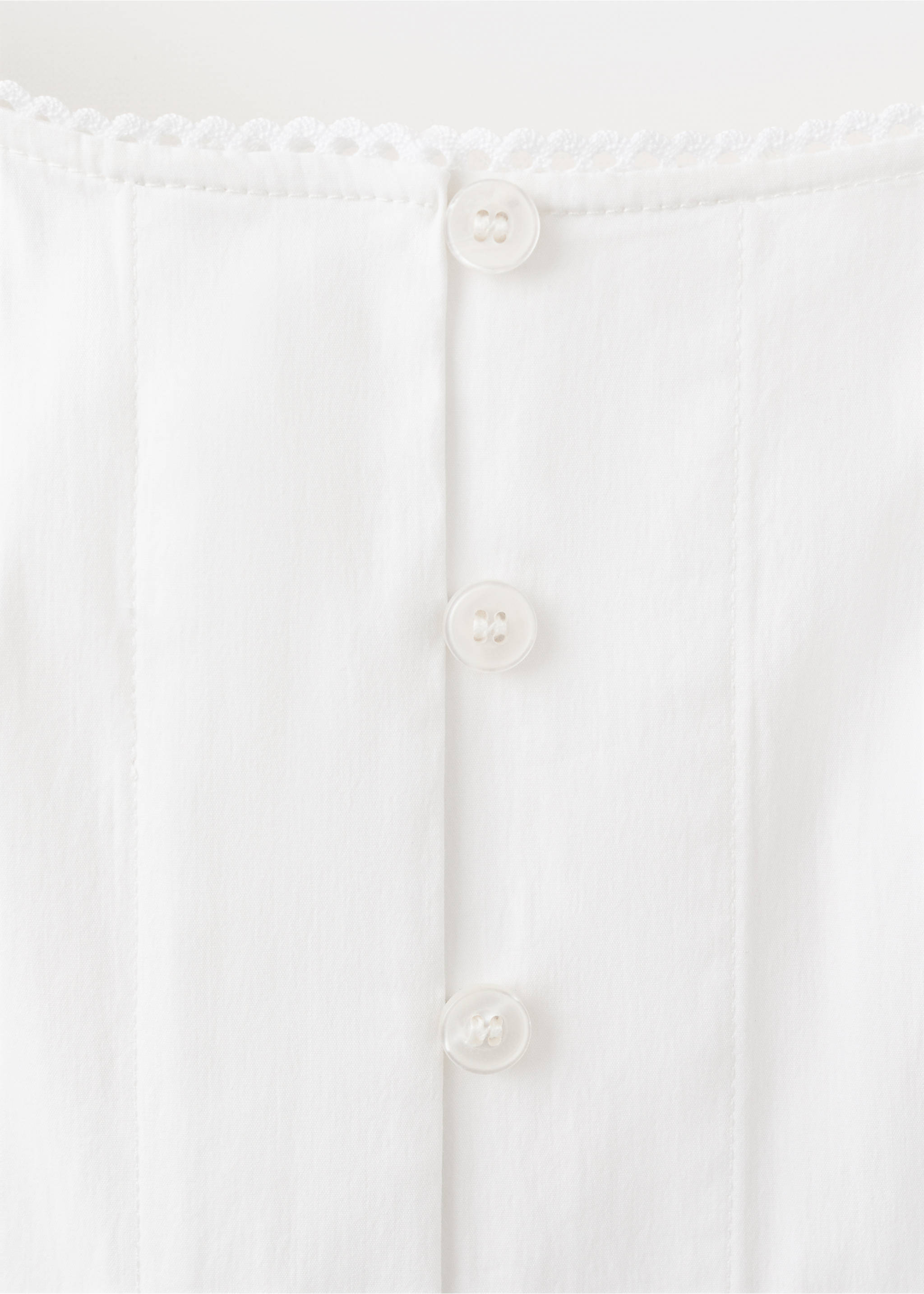 Blouse with button and lace details - Details of the article 8, Off White. Ref: 37081547-00.