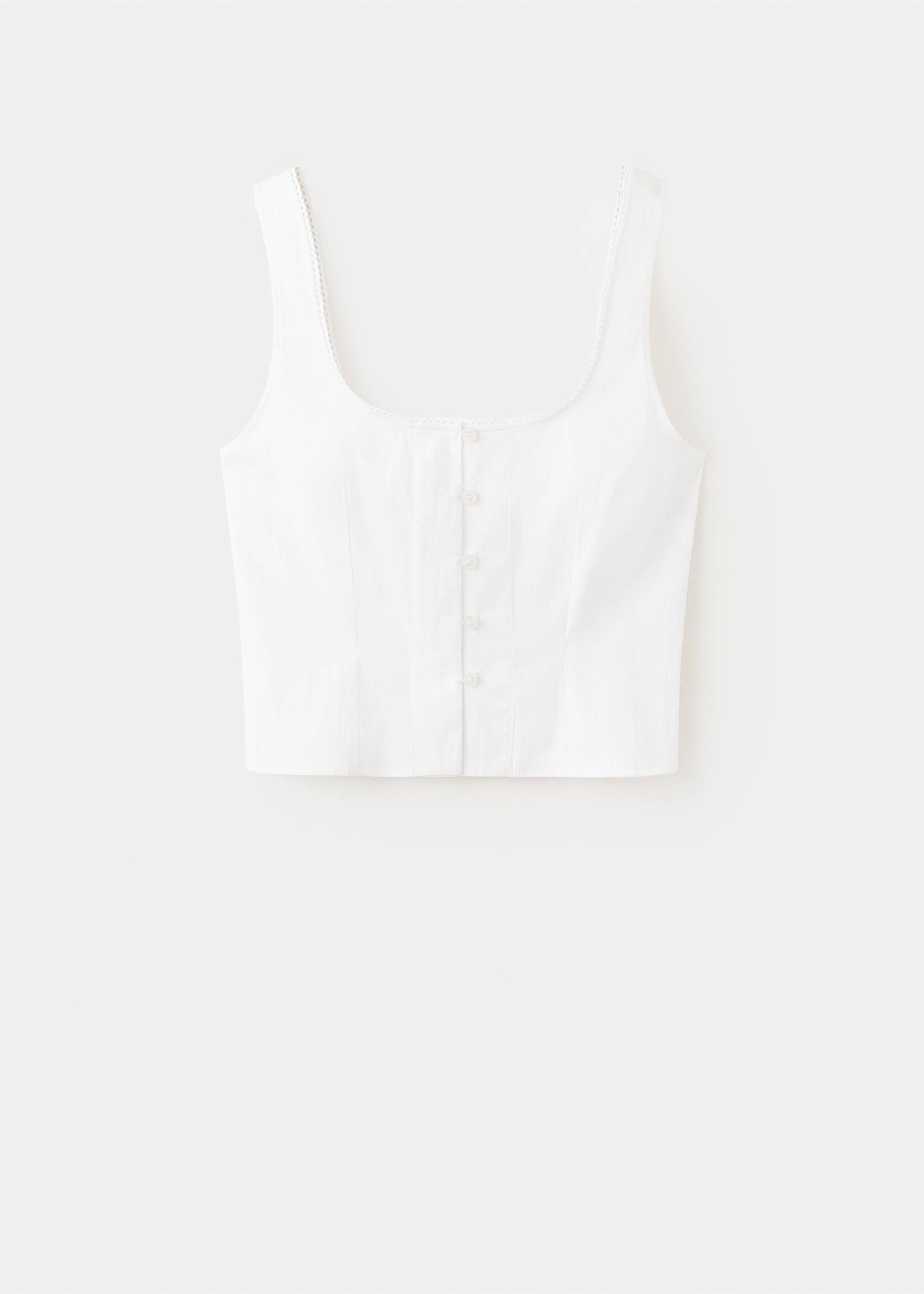 Blouse with button and lace details - Article without model, Off White. Ref: 37081547-00.