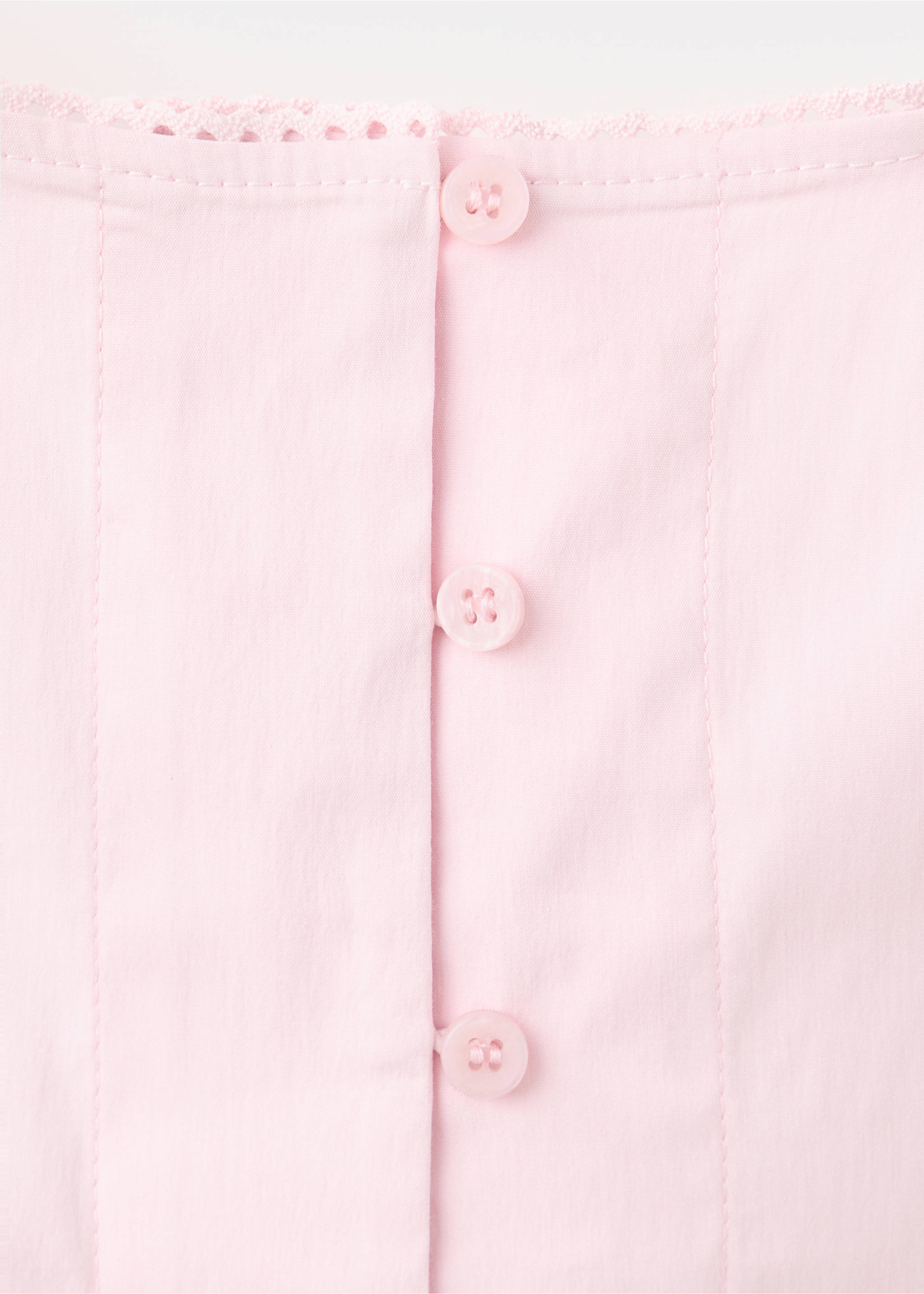 Blouse with button and lace details - Details of the article 8, Pastel Pink. Ref: 37081547-00.