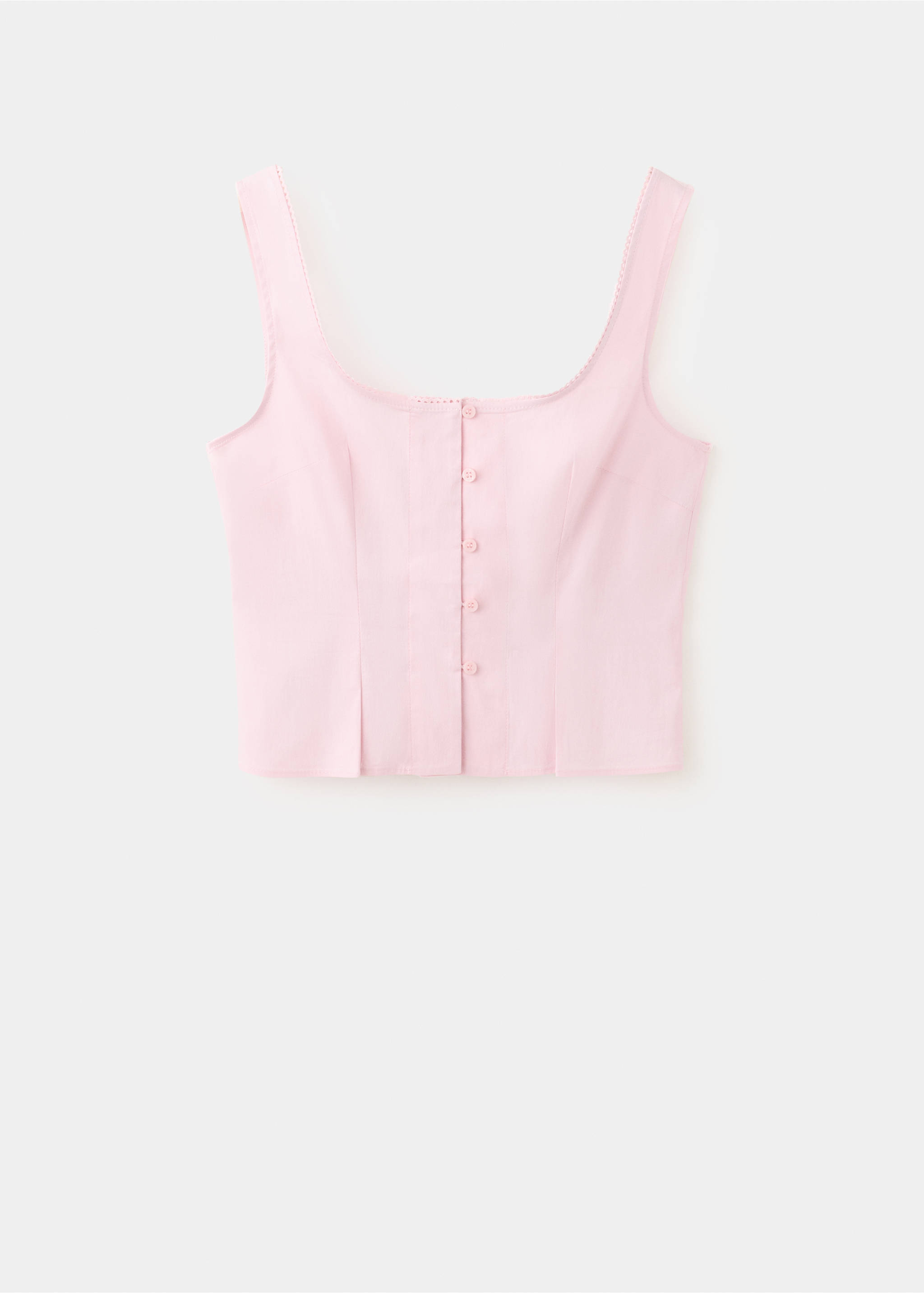 Blouse with button and lace details - Article without model, Pastel Pink. Ref: 37081547-00.