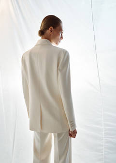 Topstitched blazer with lapels — Ecru 3
