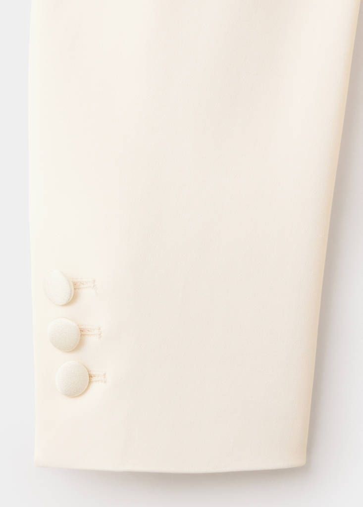 Topstitched blazer with lapels — Ecru