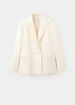 Topstitched blazer with lapels — Ecru 6