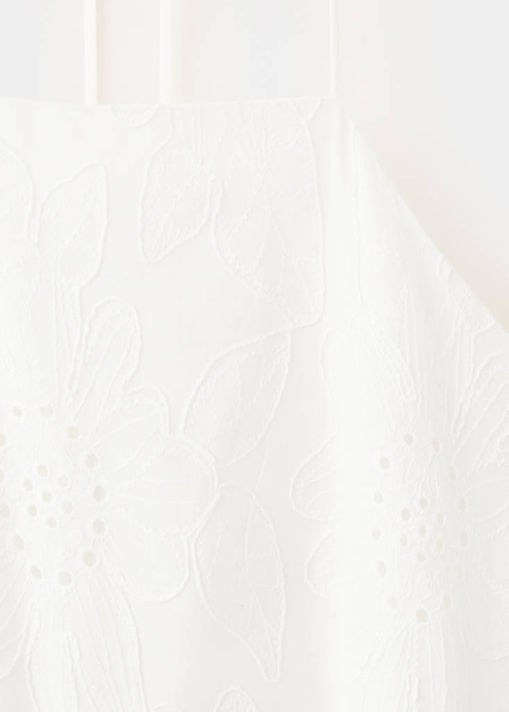 Halter dress with broderie anglaise — Off White