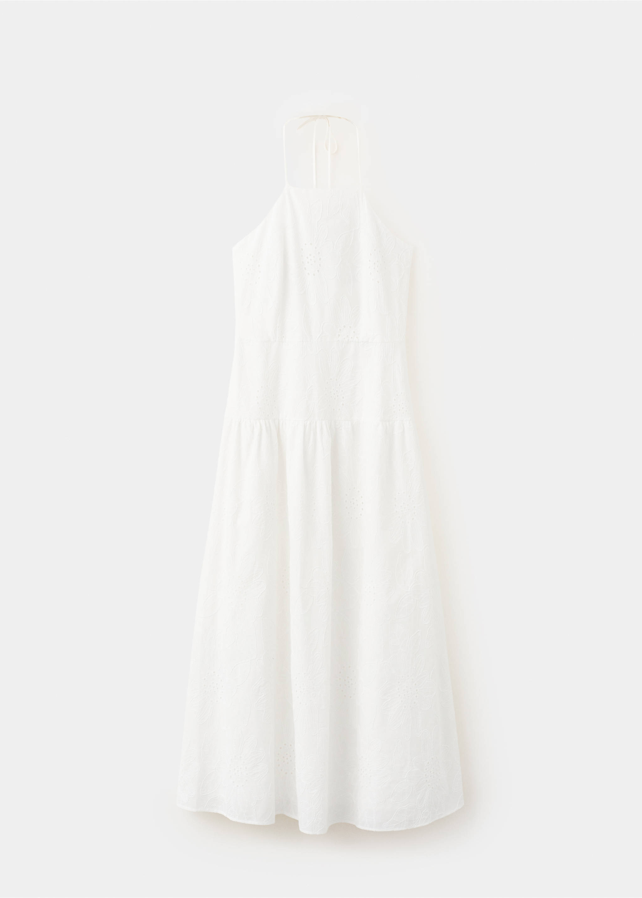 Halter dress with broderie anglaise - Article without model, Off White. Ref: 37082008-00.