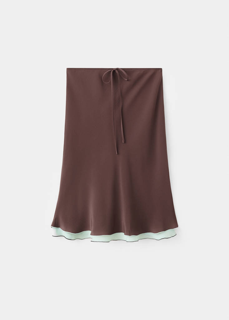 Fluid midi skirt — Brown