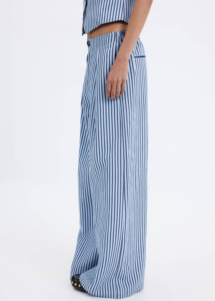 Striped flowy trousers — Sky Blue