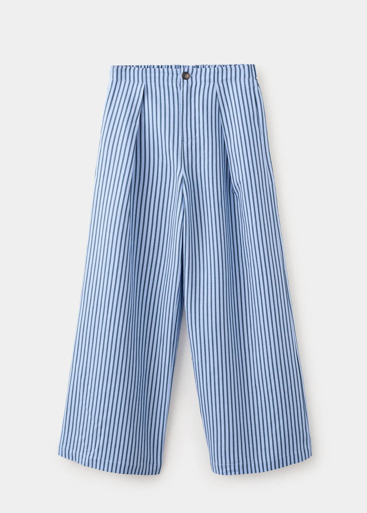 Striped flowy trousers — Sky Blue