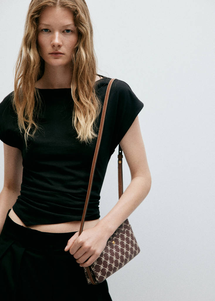 Shoulder bag with printed logo — Burgundy
