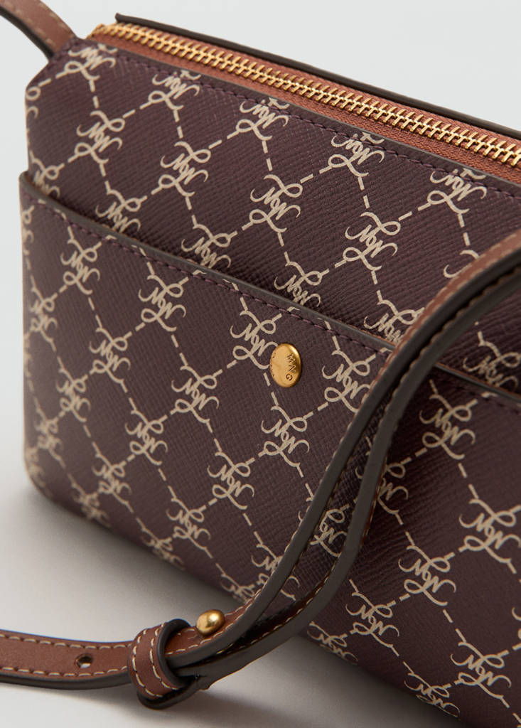 Shoulder bag with printed logo — Burgundy