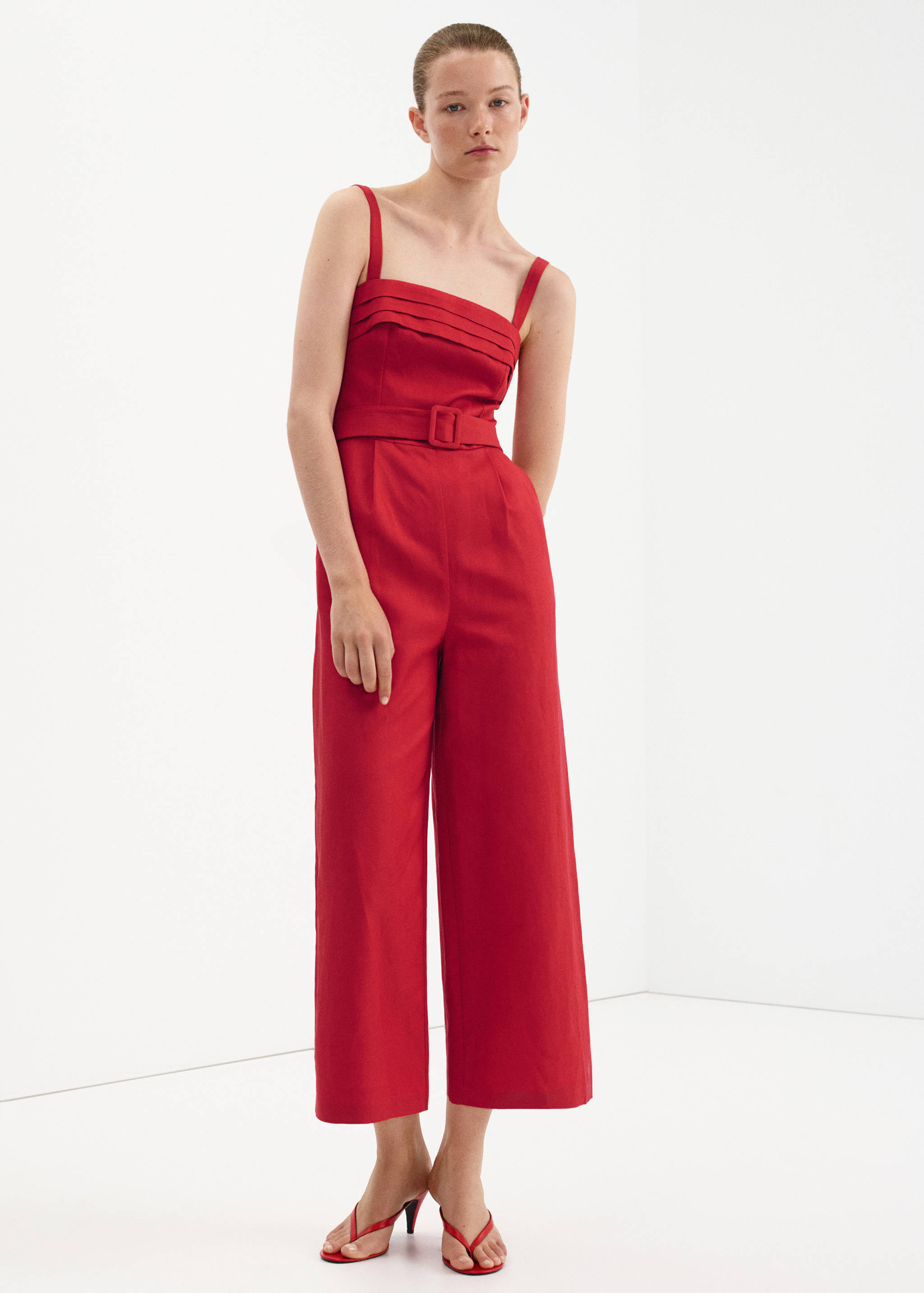 Belt linen jumpsuit - General plane