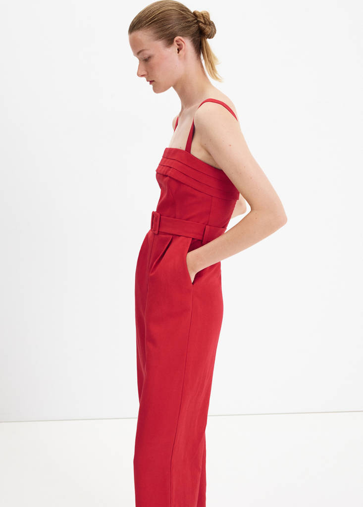 Belt linen jumpsuit - thumbnail 2