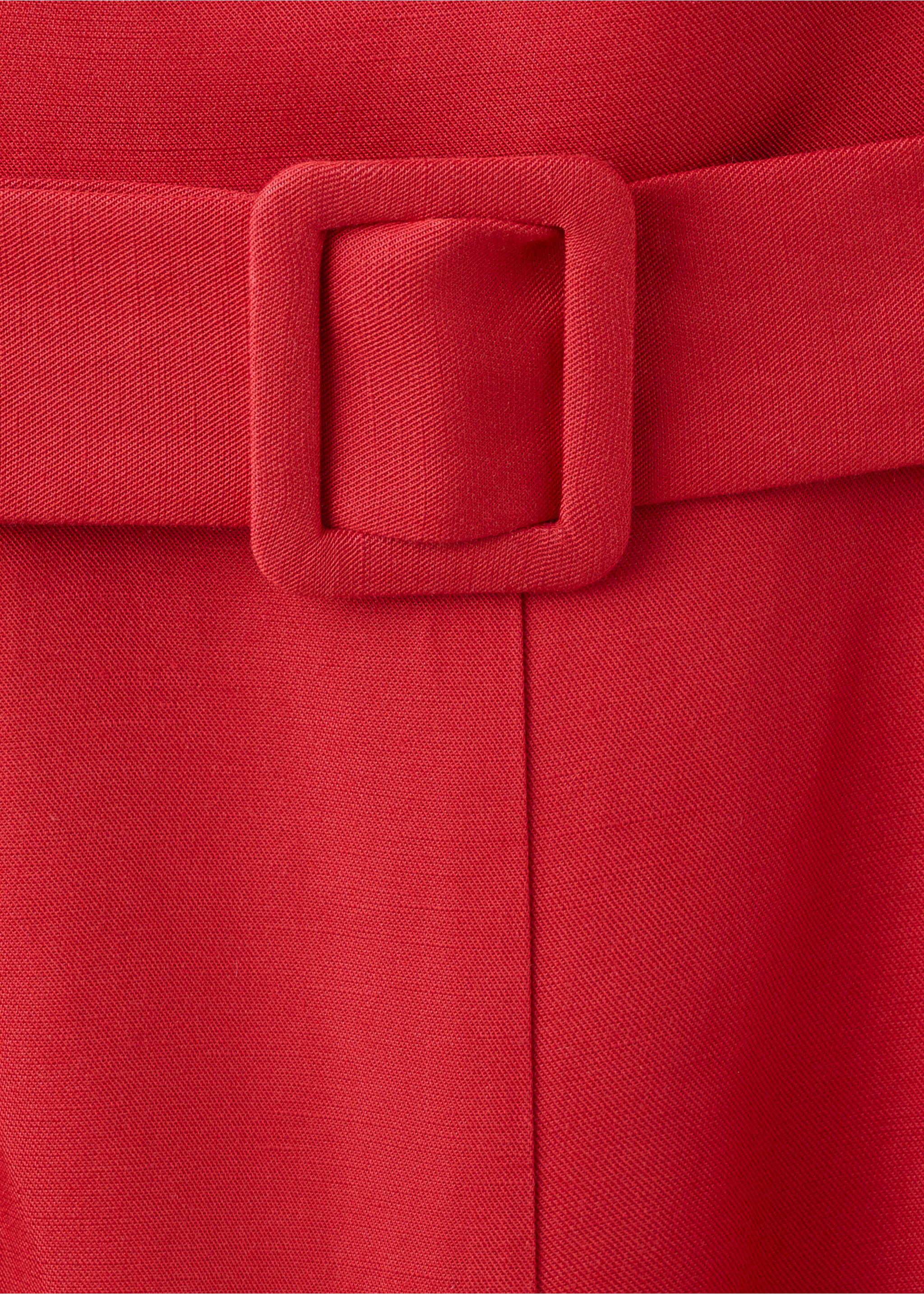 Belt linen jumpsuit - Details of the article 8, Red. Ref: 37082539-00.