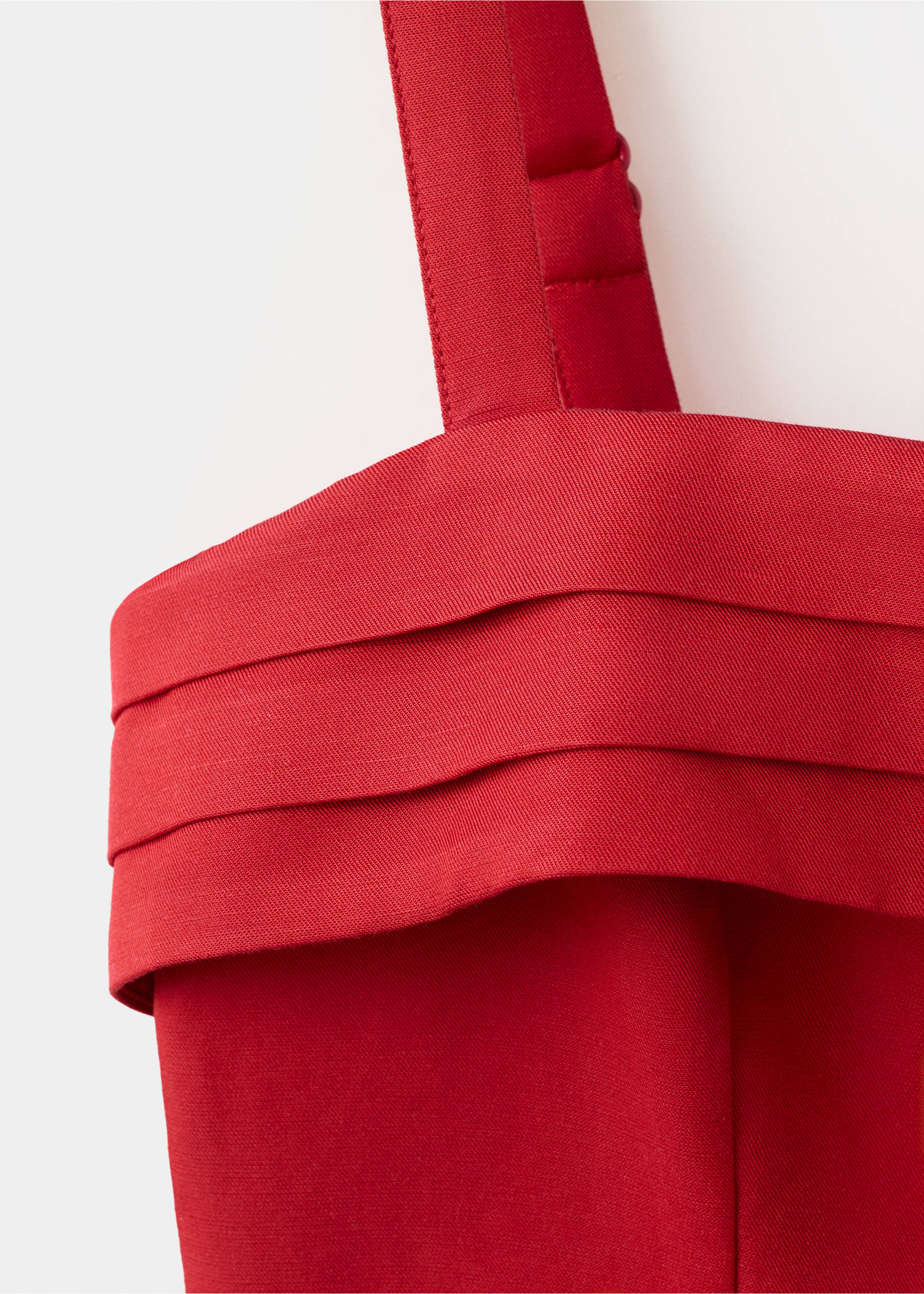 Belt linen jumpsuit - Details of the article 0, Red. Ref: 37082539-00.