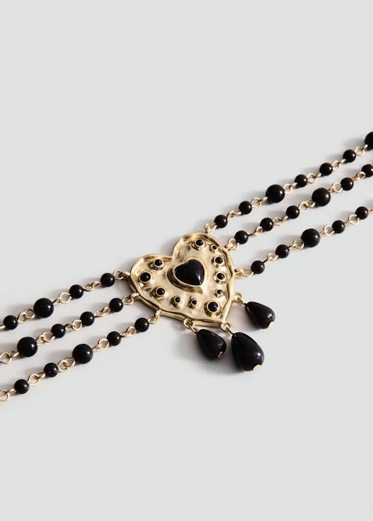 Heart beaded necklace — Gold