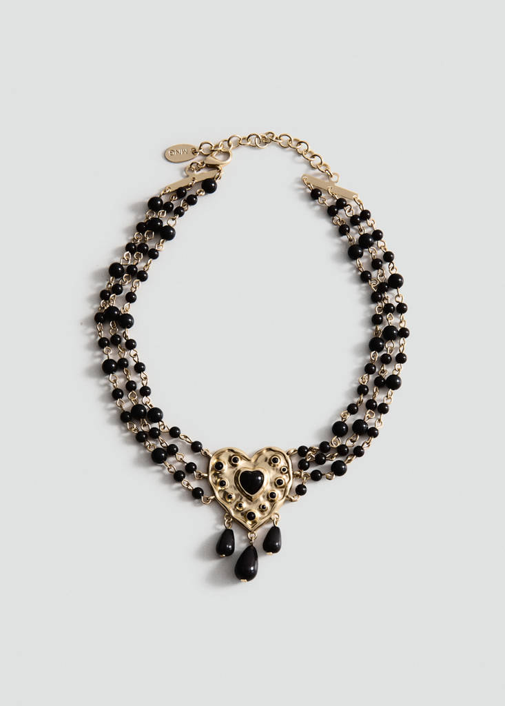 Heart beaded necklace — Gold