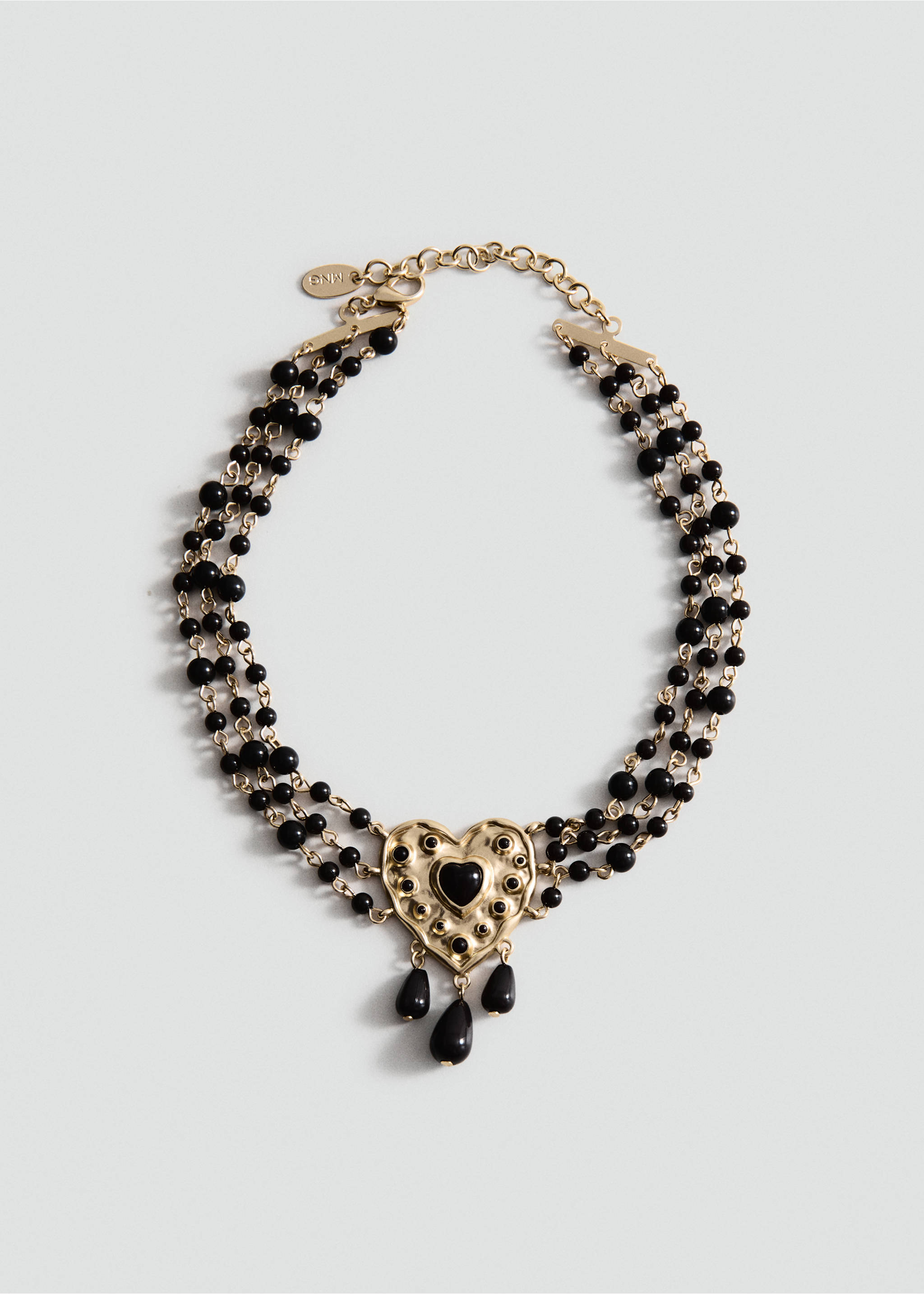 Heart beaded necklace - Article without model, Gold. Ref: 37082540-00.
