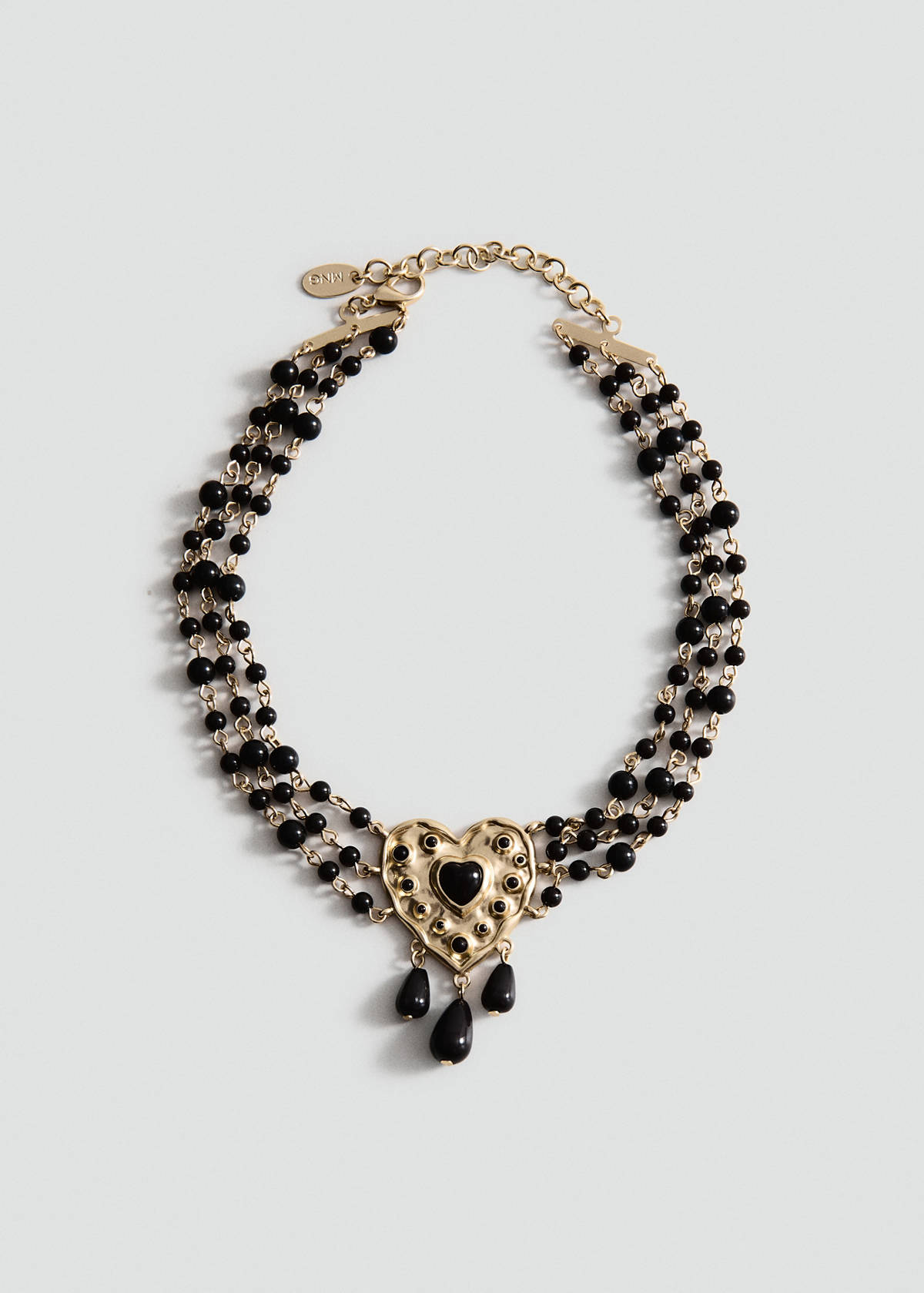 Heart beaded necklace — Gold