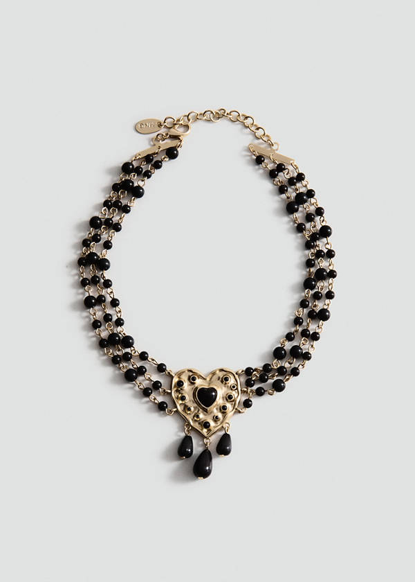Heart beaded necklace — Gold