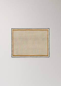 Striped linen and cotton placemat with overlock stitching — Ochre 4