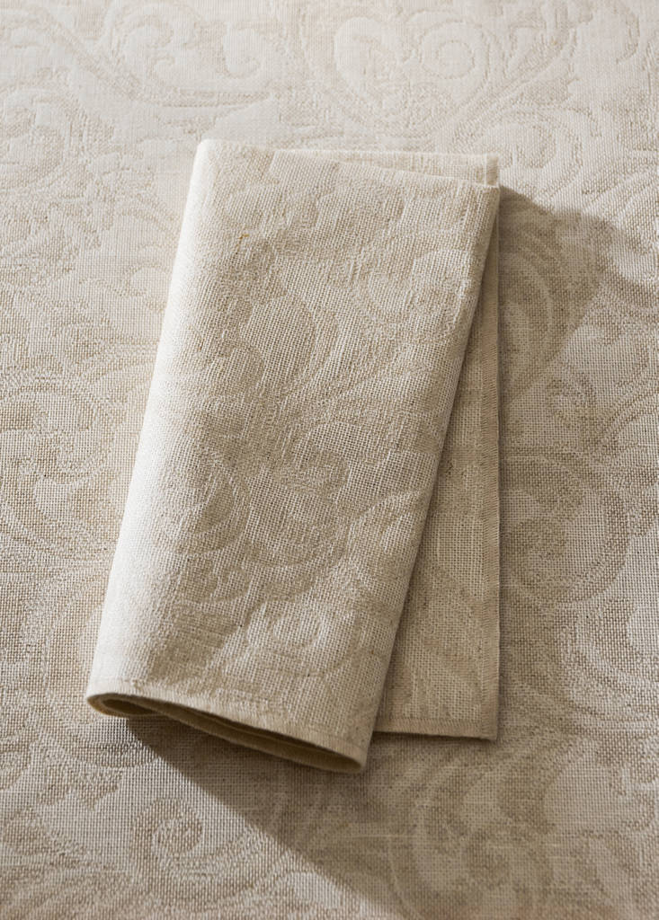 Resin-coated cotton jacquard napkins with overlock stitching — Light/Pastel Brown