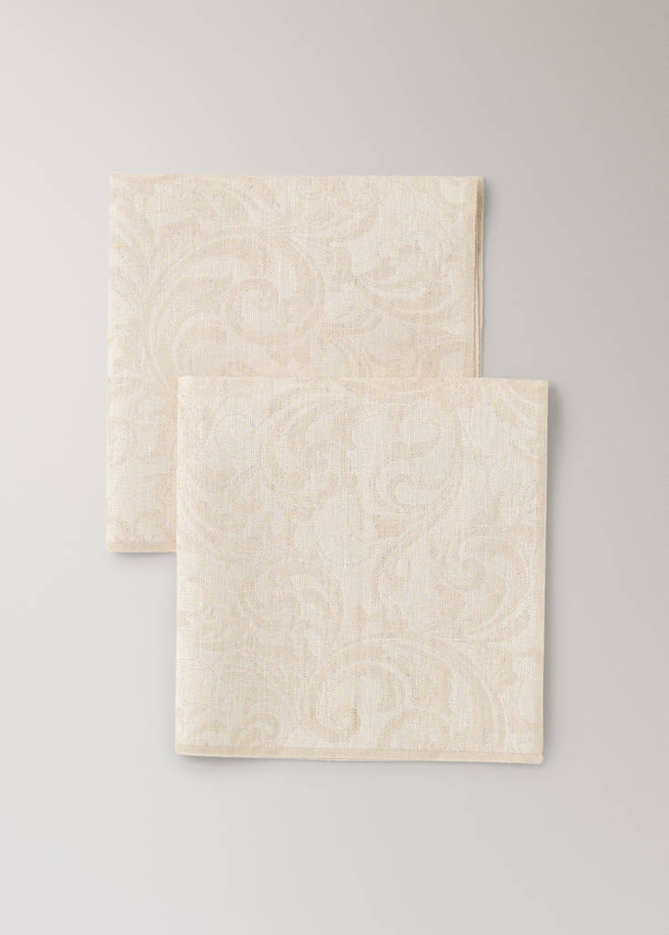 Resin-coated cotton jacquard napkins with overlock stitching — Light/Pastel Brown