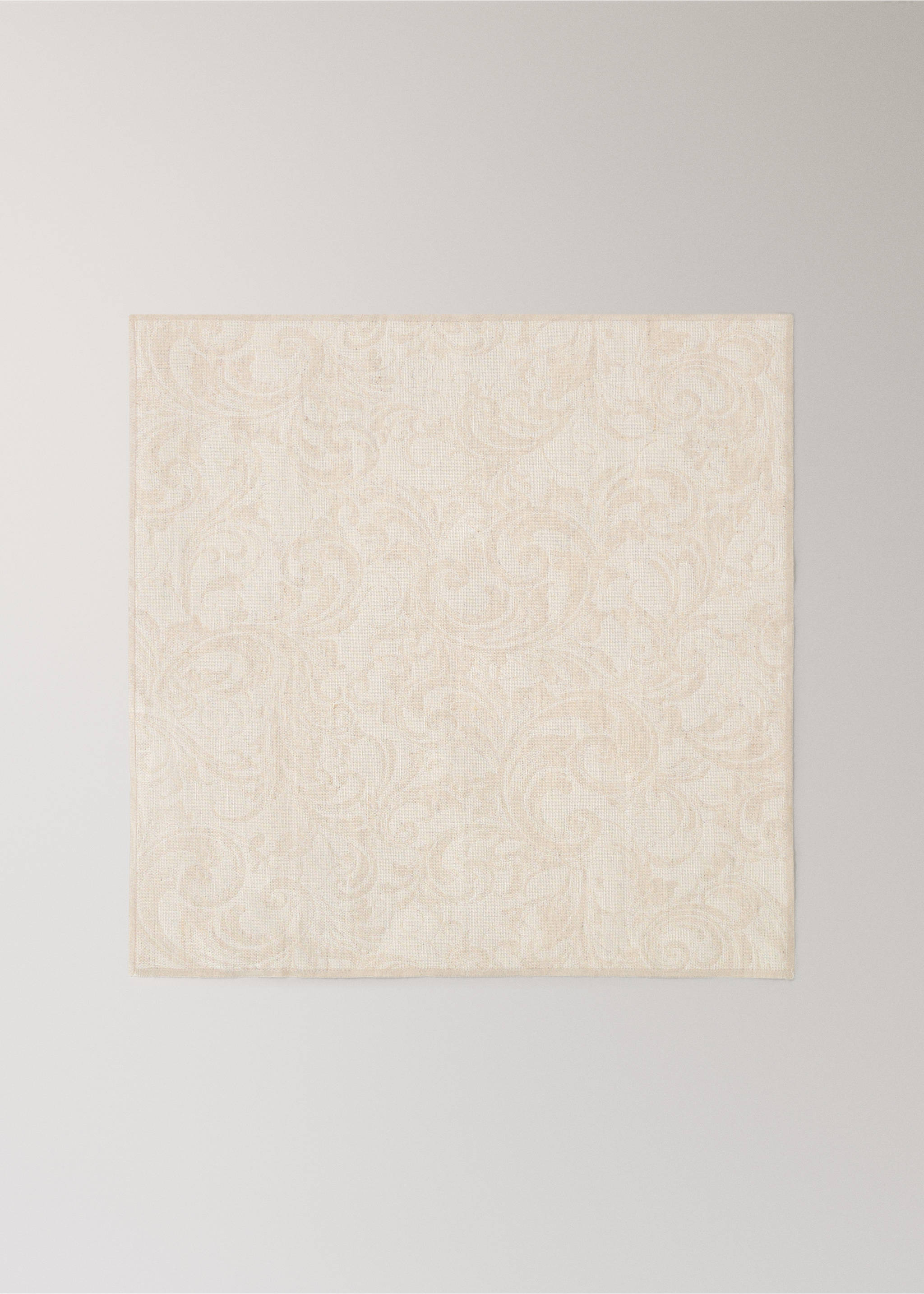 Resin-coated cotton jacquard napkins with overlock stitching - Article without model, Light/Pastel Brown. Ref: 37082543-00.