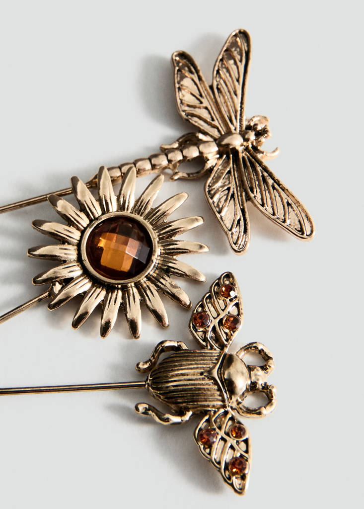 Set of 3 combined brooches — Gold