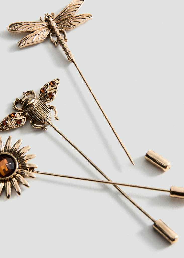 Set of 3 combined brooches — Gold