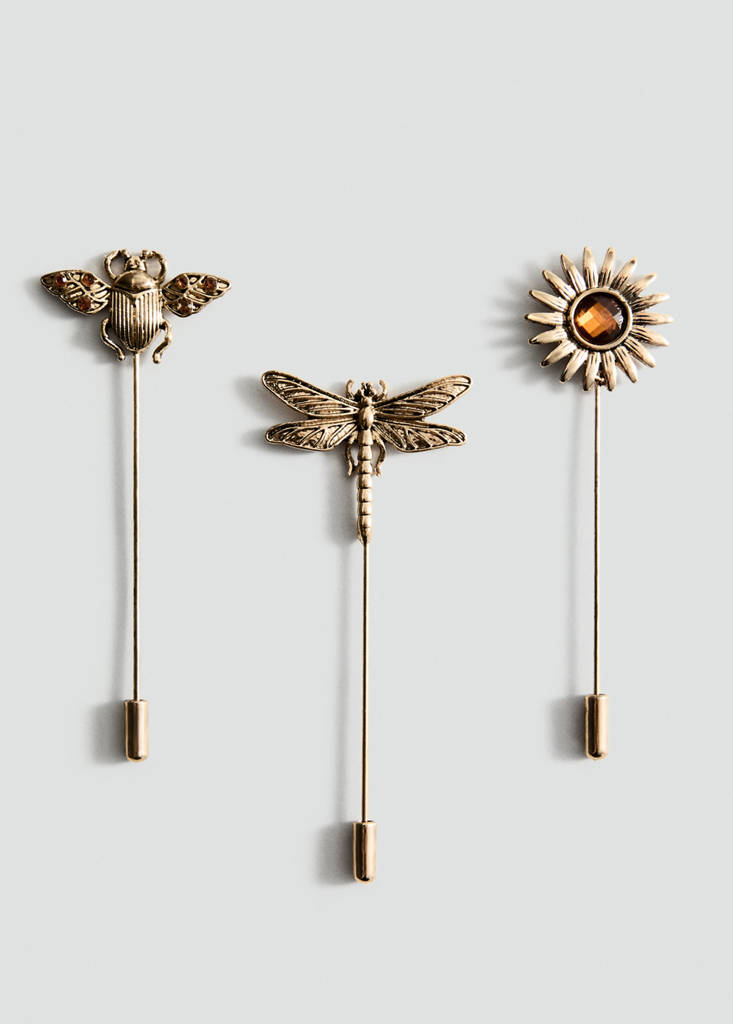 Set of 3 combined brooches — Gold