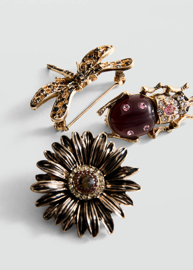Set of 3 combined brooches — Gold