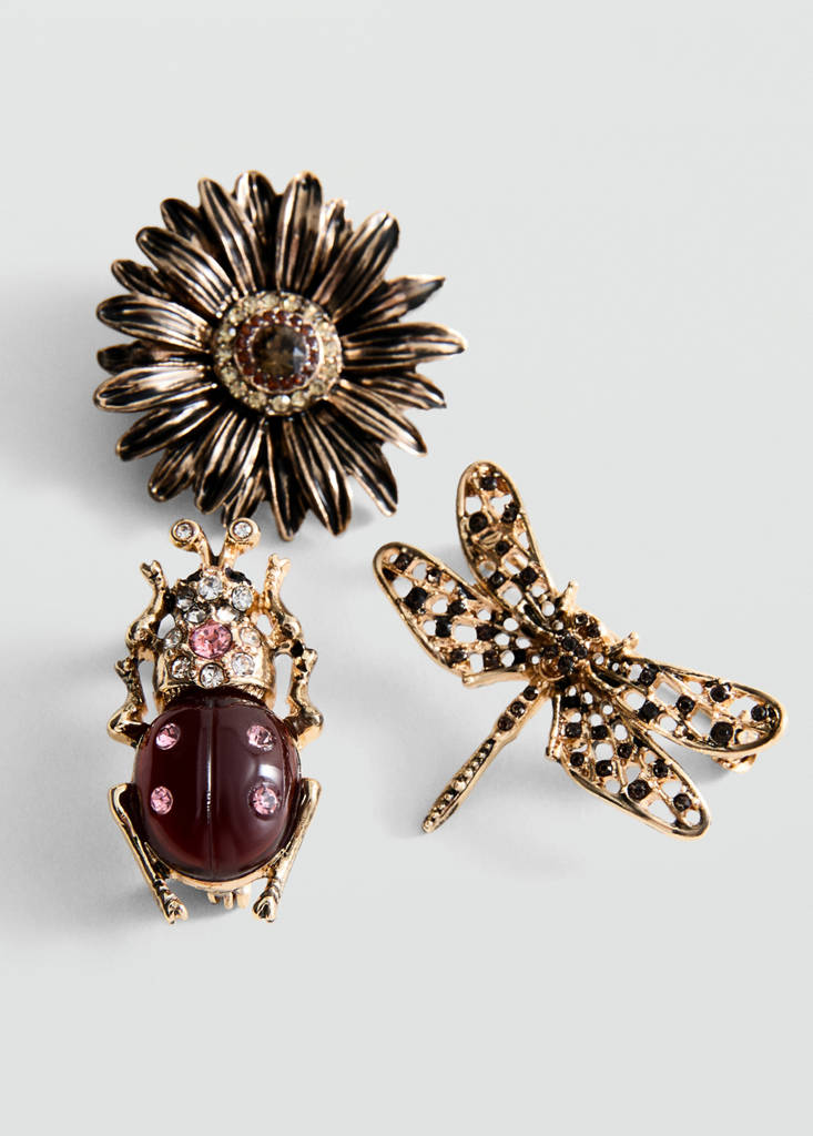 Set of 3 combined brooches — Gold