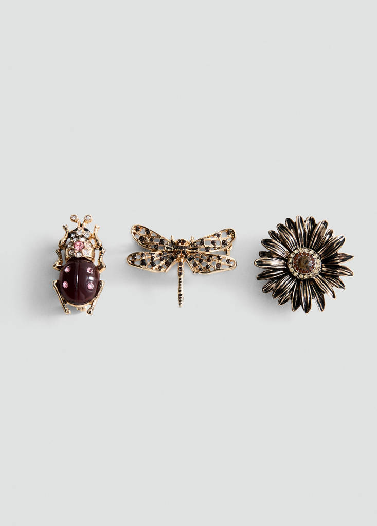 Set of 3 combined brooches — Gold