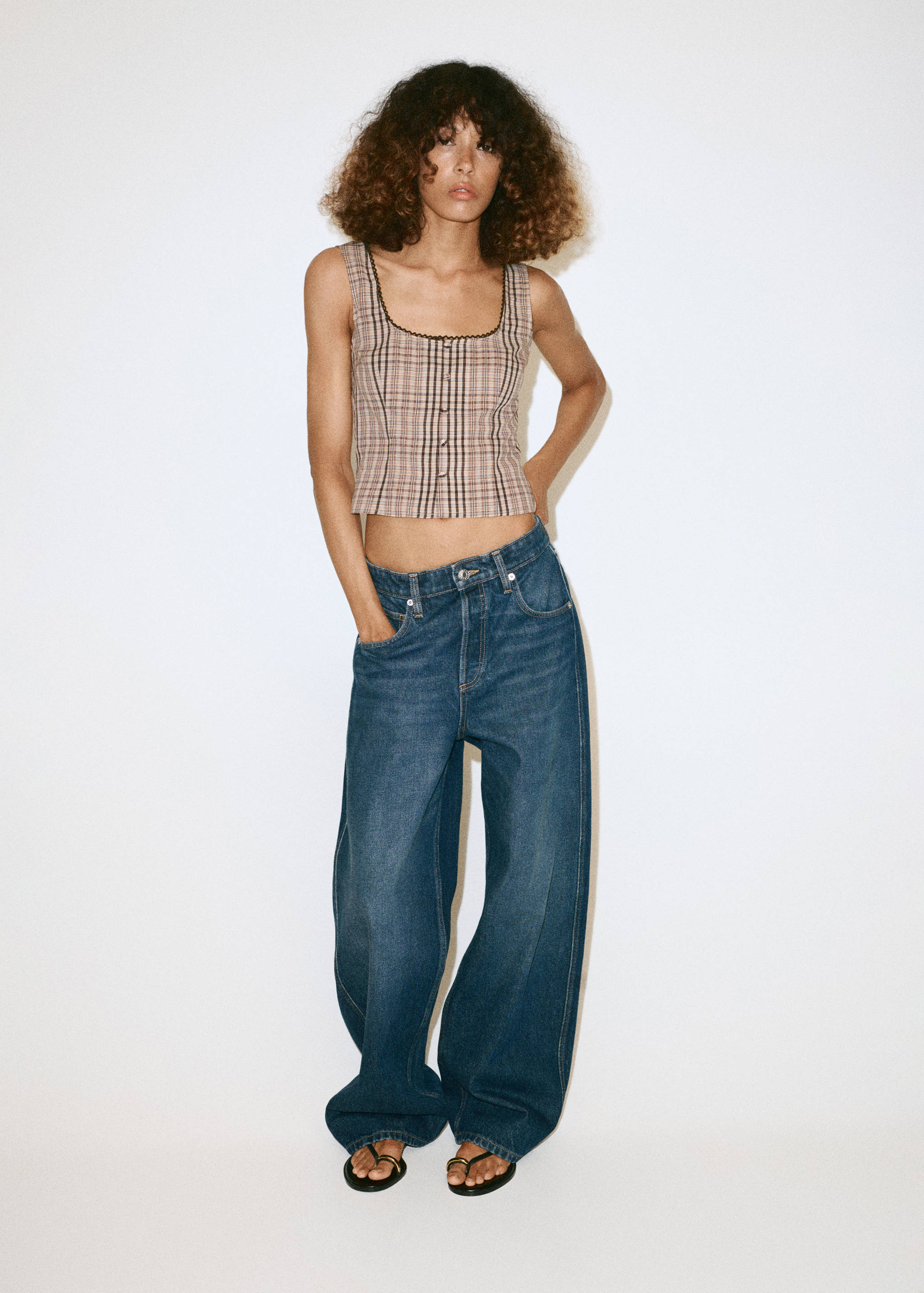 Checked cotton top - General plane
