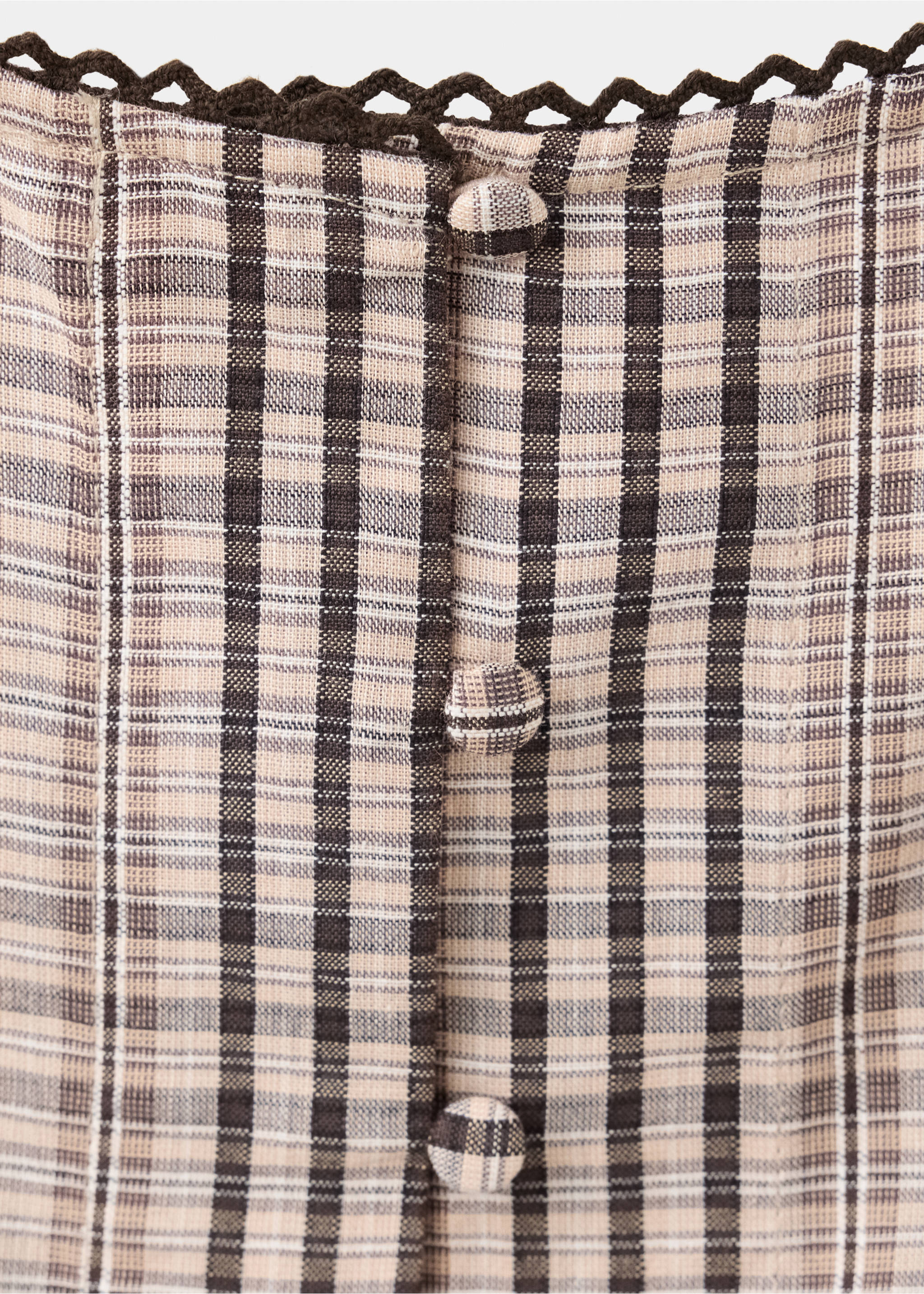 Checked cotton top - Details of the article 8, Brown. Ref: 37082552-00.