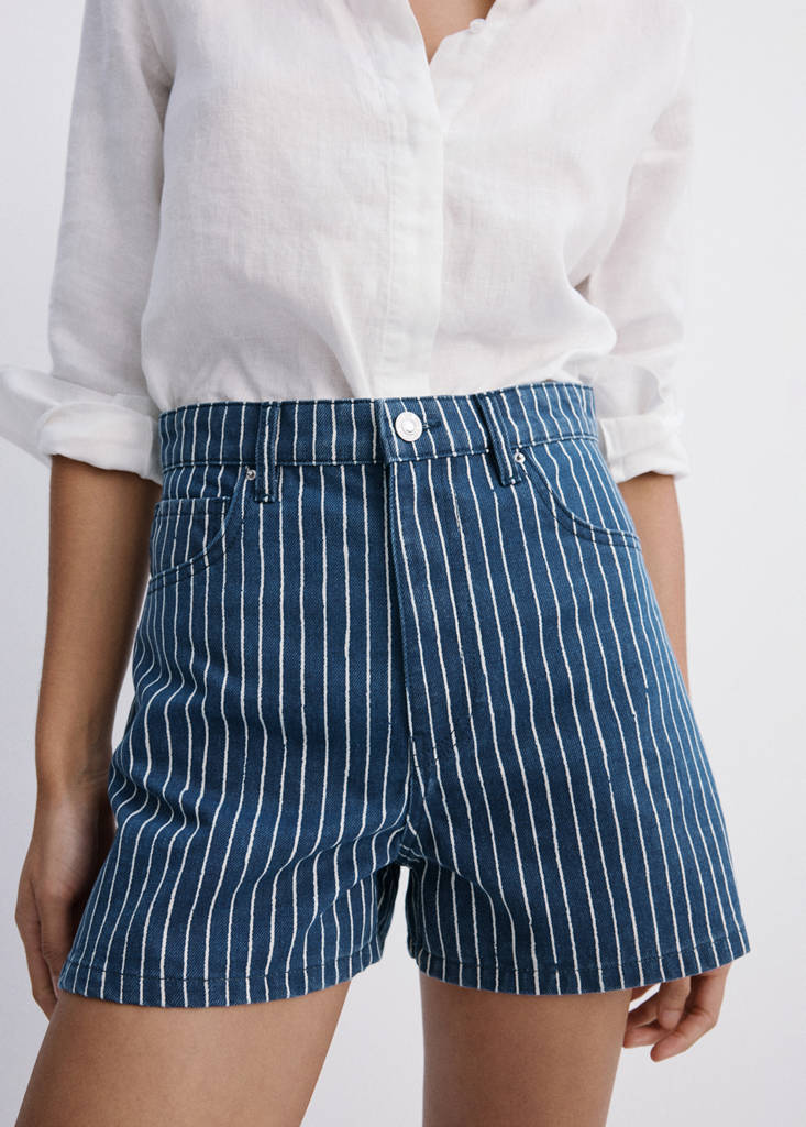 High-rise denim shorts — Blue
