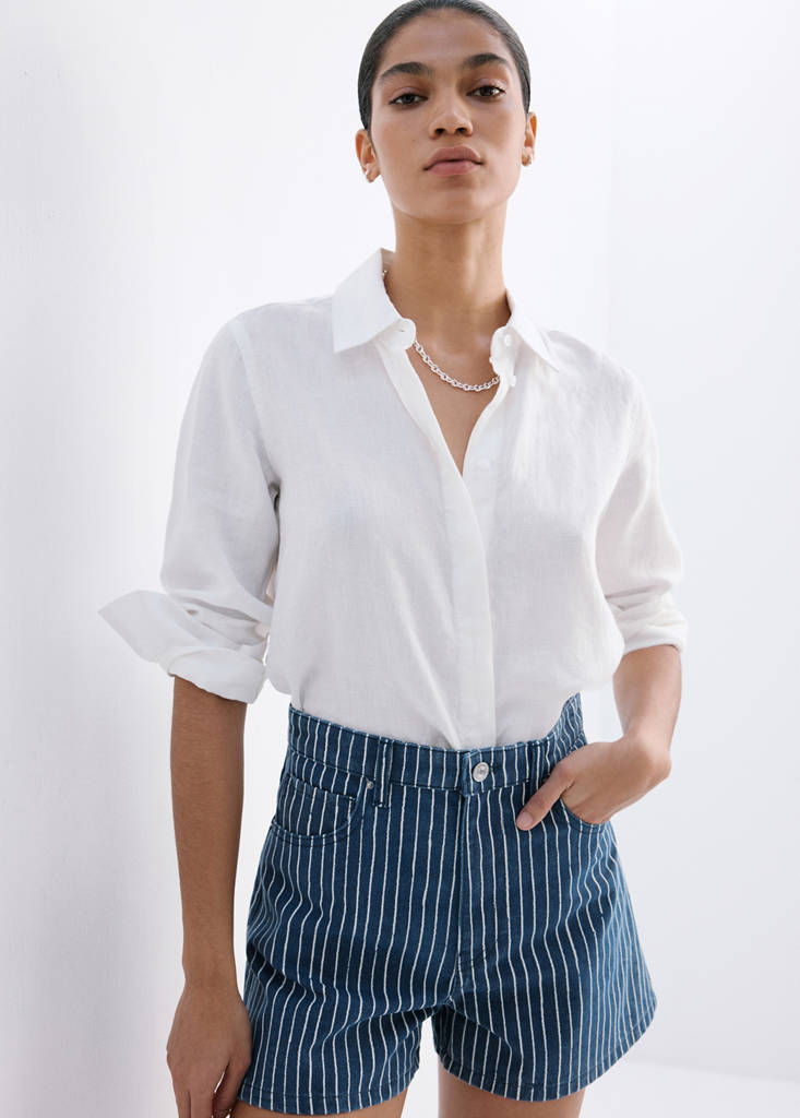 High-rise denim shorts — Blue