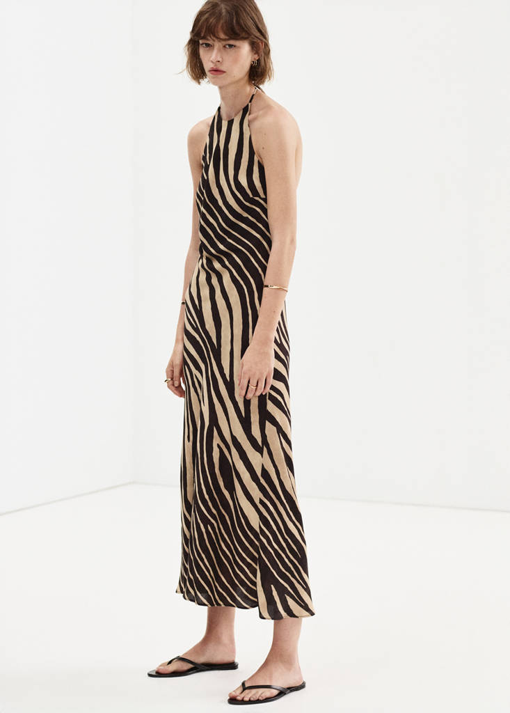 Halter neck animal print dress — Black