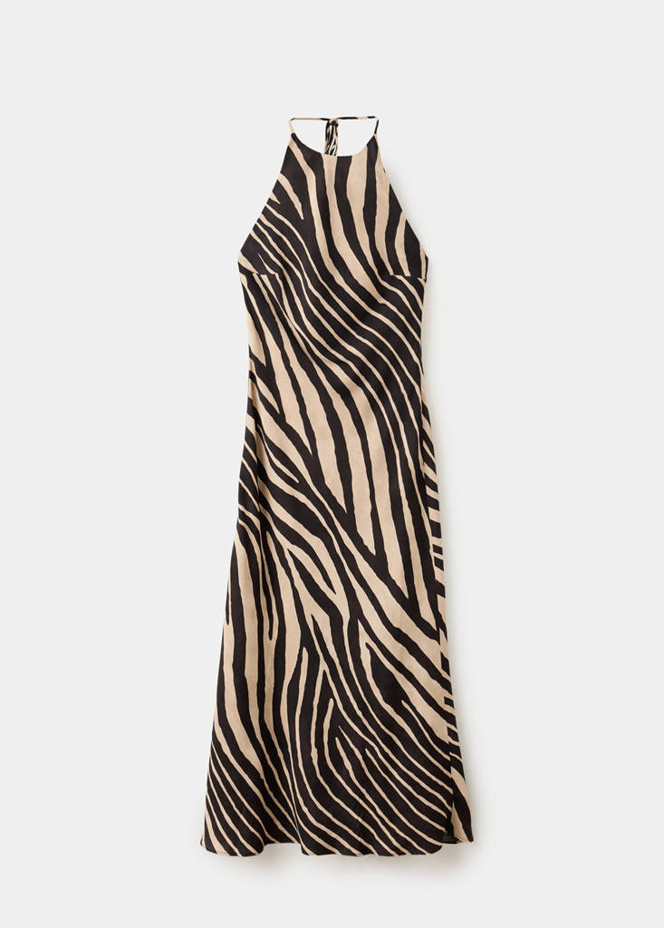 Halter neck animal print dress — Black