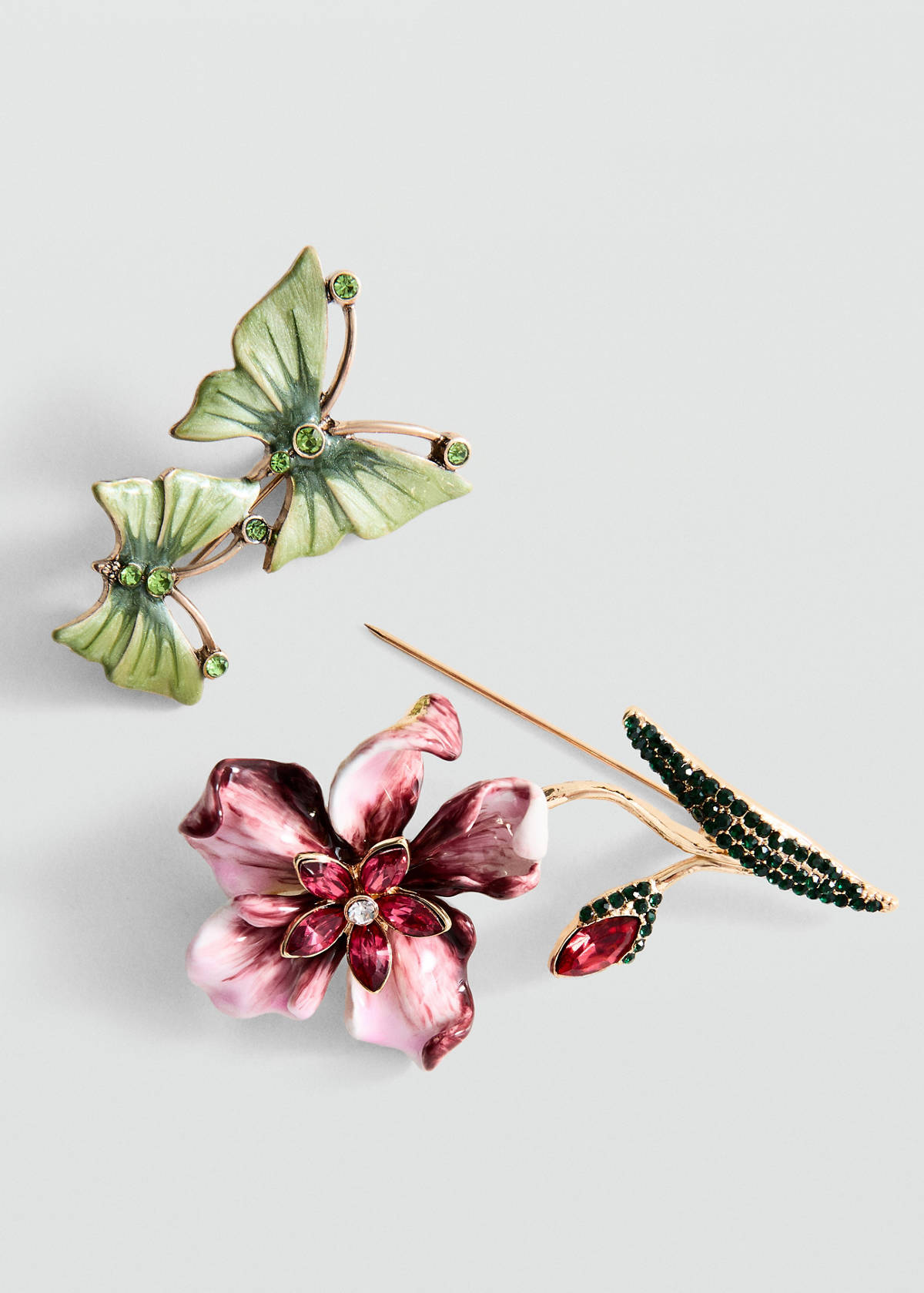 Set of 2 combined brooches — Gold