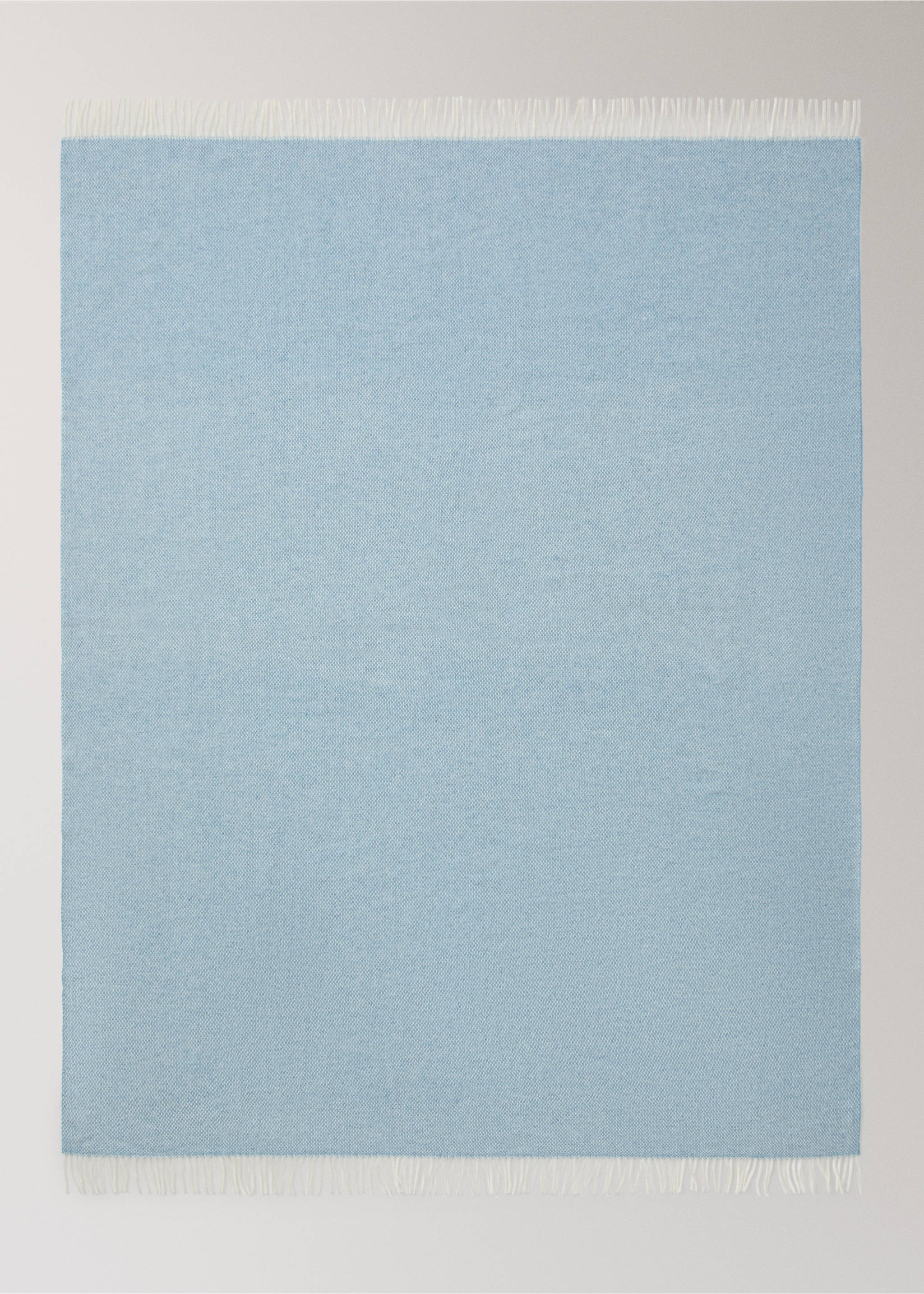 Couverture douce à motif damier et franges - Détail de l'article 3, Bleu. Ref: 37082561-00.