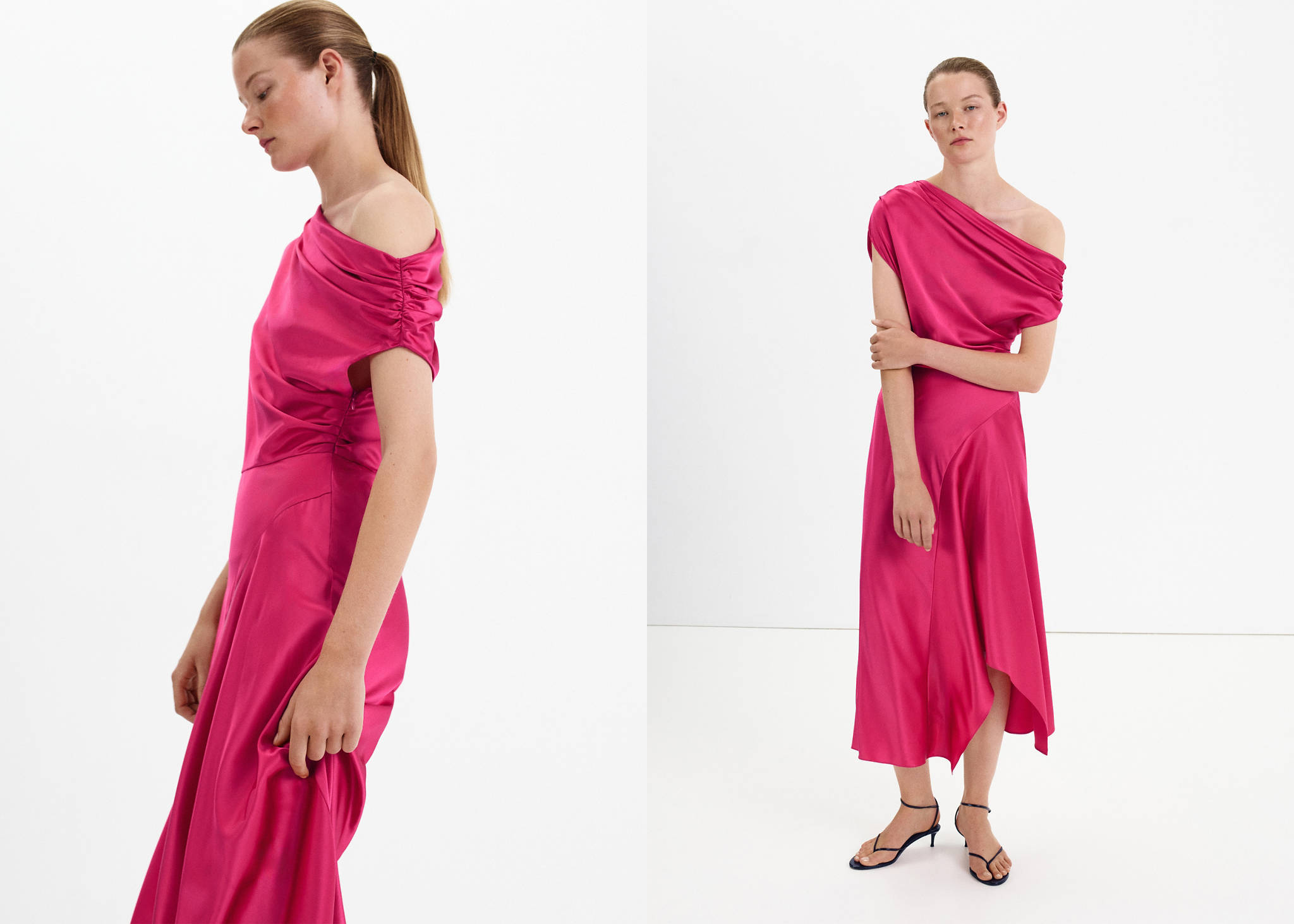 Asymmetrisches Seidenkleid - Panoramaansicht