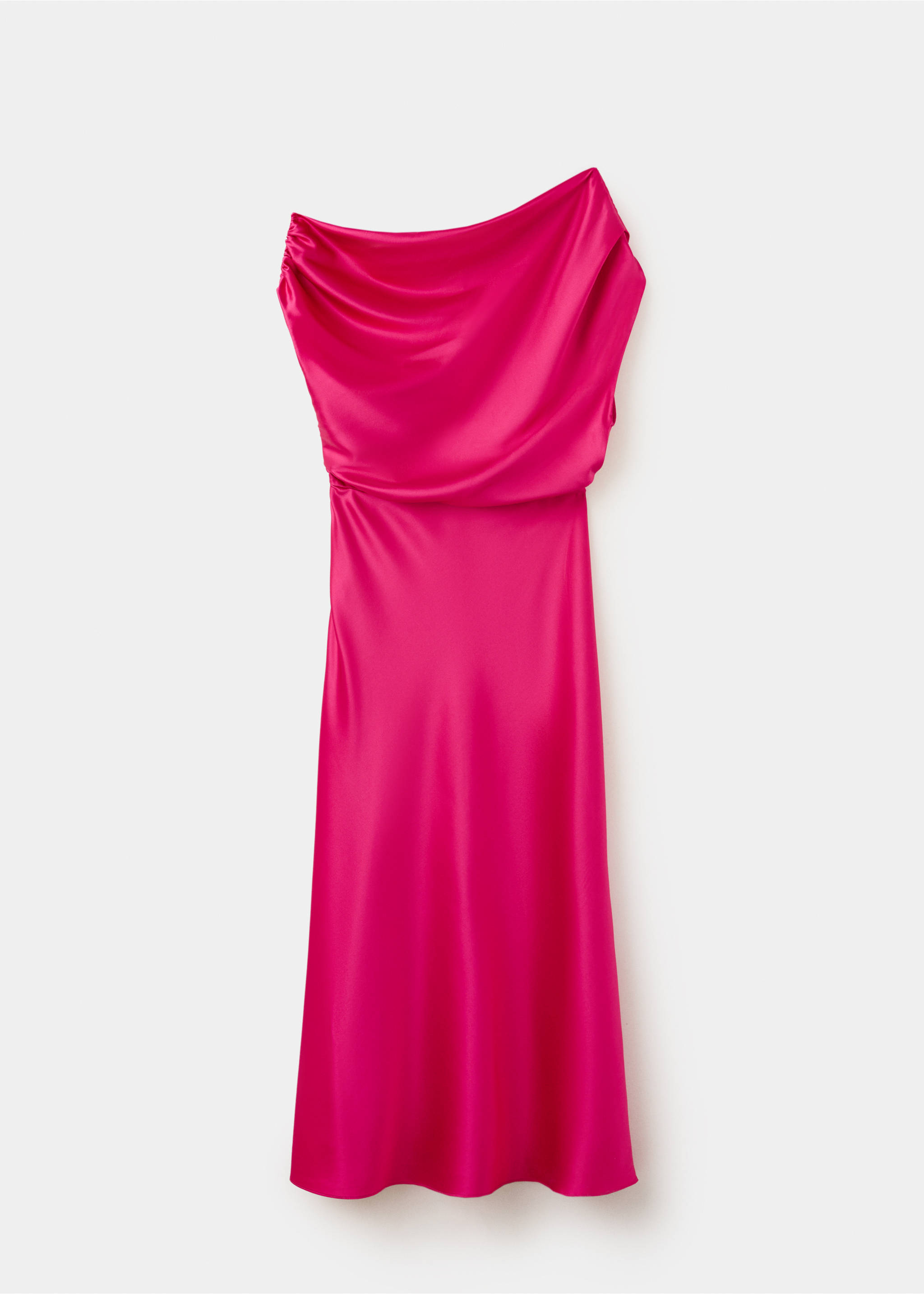 Asymmetric silk dress - Article without model, Fuchsia. Ref: 37082562-00.