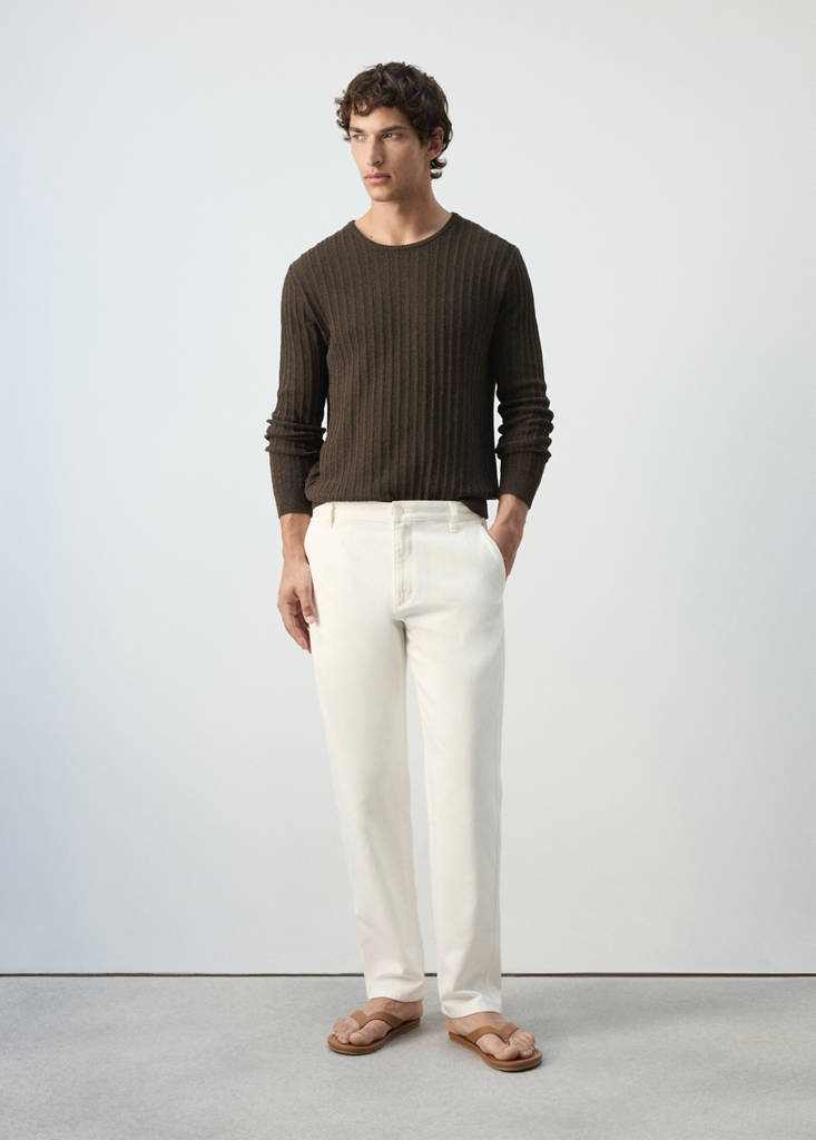 Relaxed fit jeans in a cotton-linen blend — Off White