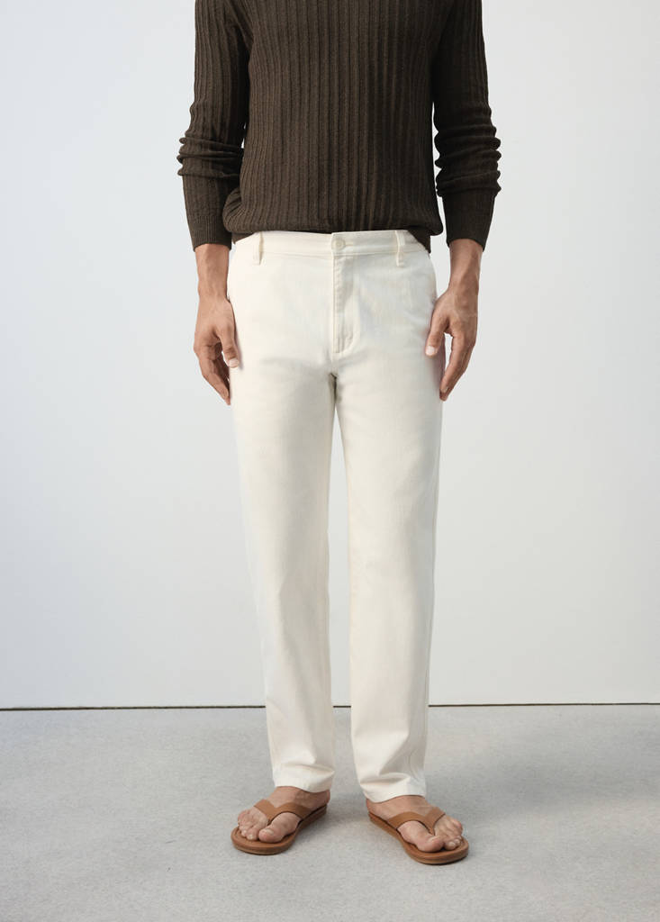 Relaxed fit jeans in a cotton-linen blend — Off White