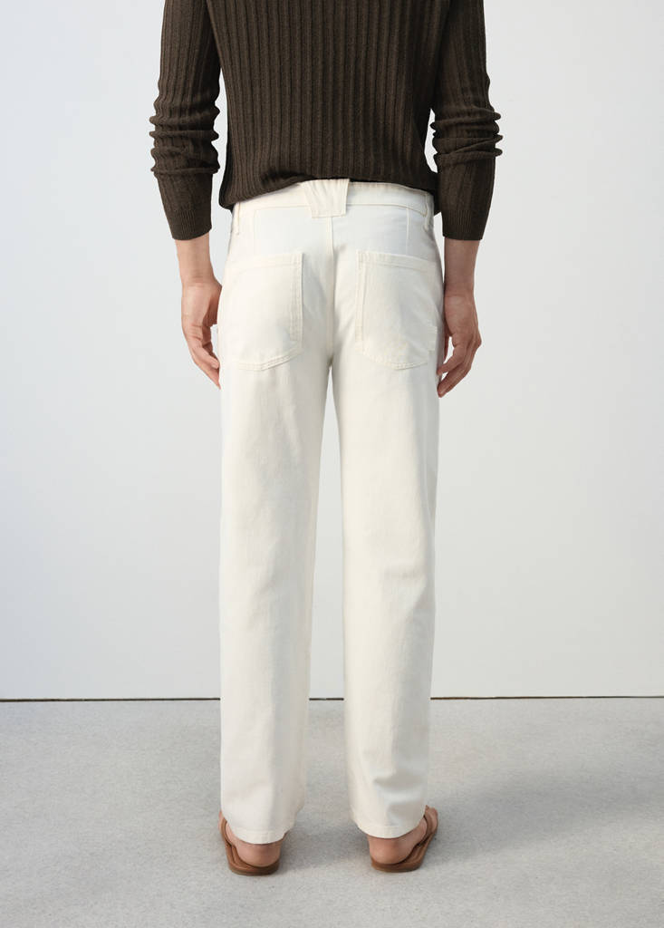 Relaxed fit jeans in a cotton-linen blend — Off White
