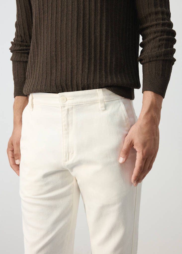 Relaxed fit jeans in a cotton-linen blend — Off White